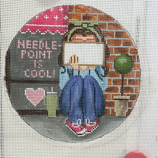 Needlepoint Is Cool "Deb" Stitching Girl