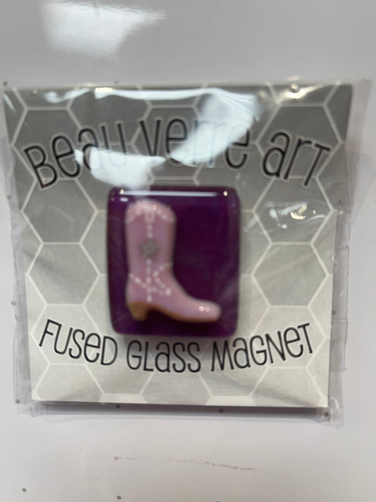 Cowboy Boot Glass Fused Magnet