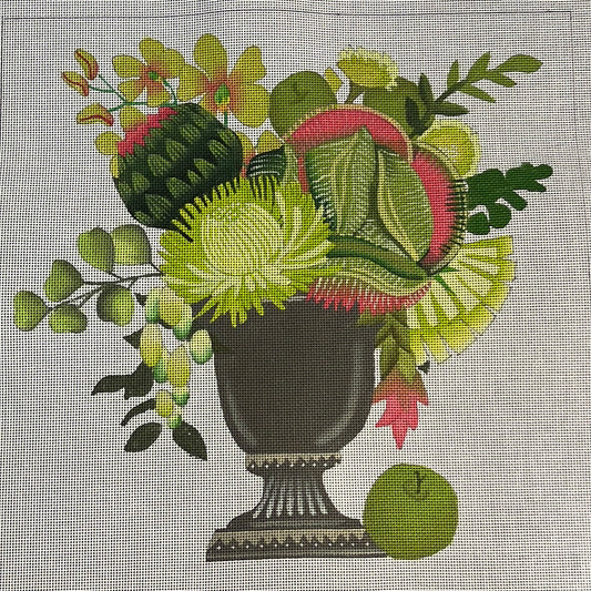 Green still life white background