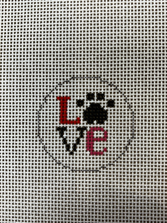 Tiny Round LOVE Paw Print