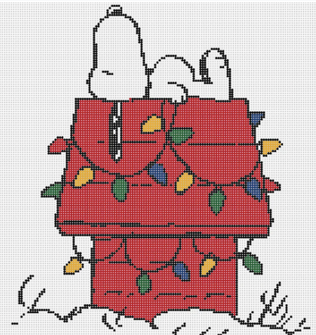 Snoopy on Lit Doghouse