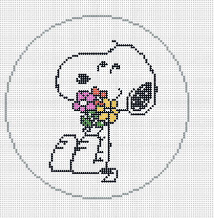 Snoopy Hugging Flowers