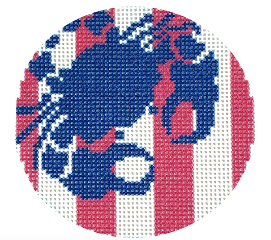 NTGts493 - Crab Stencil on Pink Stripes Round