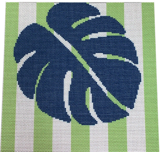 NTG TS286 - Monstera Stencil on Blue Square