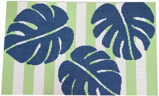 NTG TS285 - Monstera Stencil on Blue Bolster