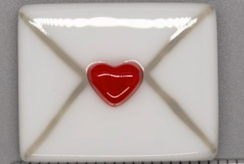 Fused Glass Needleminder Heart Letter