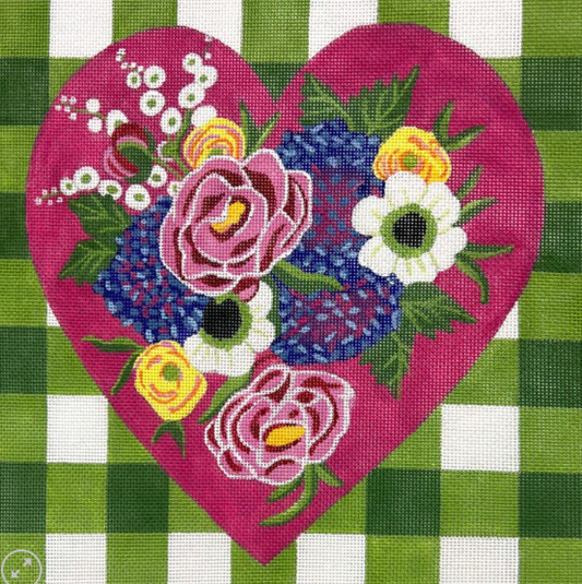 Floral Heart on Green