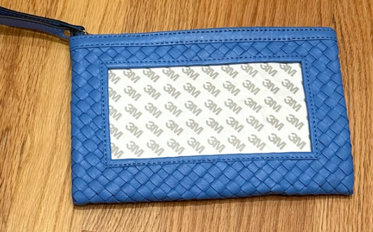 Planet Earth Leather Blue Woven Clutch