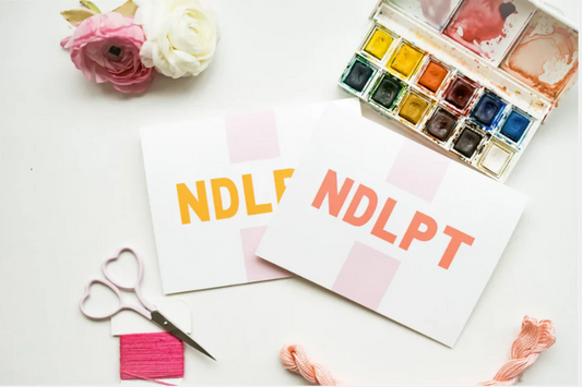 NDLPT Folded Note Cards - Orange w/ Pink Stripe