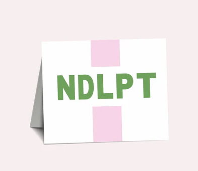 NDLPT Folded Note Cards Green w/ Pink Stripe