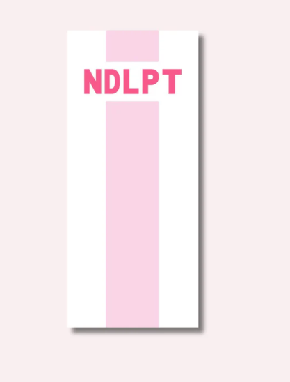 NDLPT Mini Notepad - Pink Stripe w/ Pink Lettering