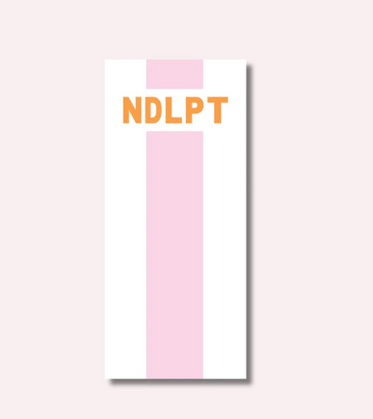 NDLPT Mini Notepad - Pink Stripe w/ Orange Lettering