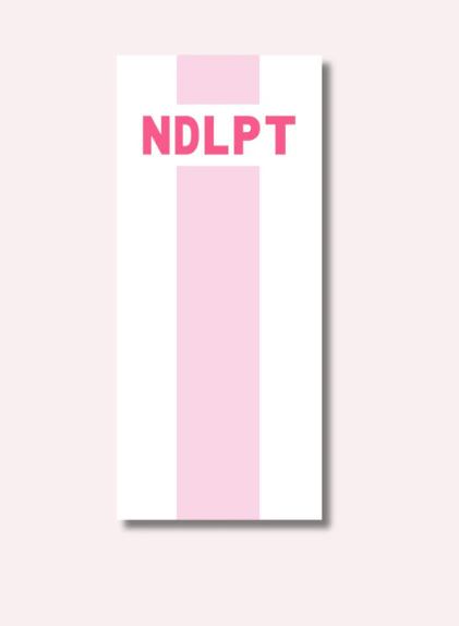 NDLPT Narrow Pad - Pink Stripe w/ Pink Lettering