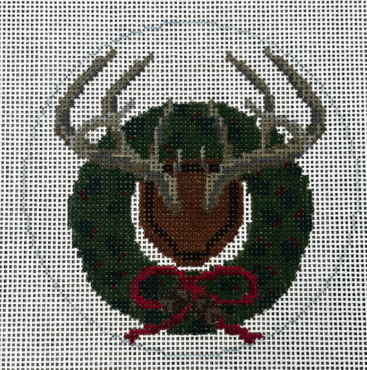 Whitetail Antlers w/ Holly Wreath