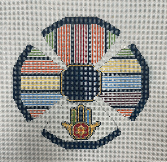 Hamsa Striped Yarmulke