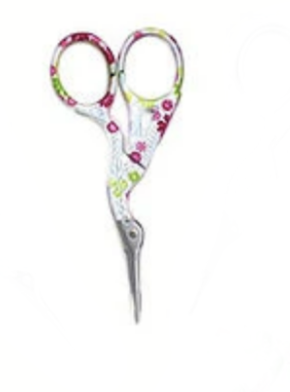 3.5" Pink Floral Scissors with Gingham Lined Sheath