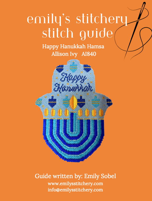 Happy Hanukkah Hamsa Stitch Guide