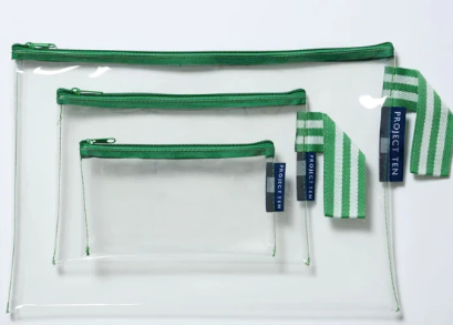 Clear Zip Pouch Bundle (x3 Sizes) – Green