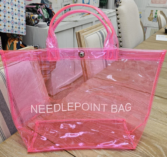 Hot Pink Clear Needlepoint Tote Bag
