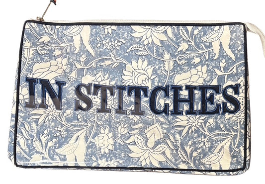 Blue Floral Pouch -"IN STITCHES"