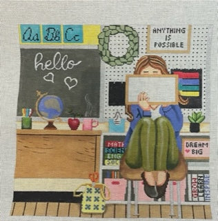 Teacher Stitching Girl