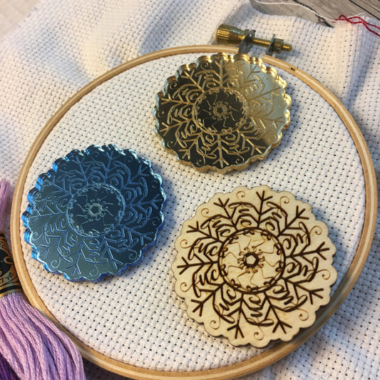 Fuckflake funny hidden F-word Engraved Needle minders Blue Acrylic