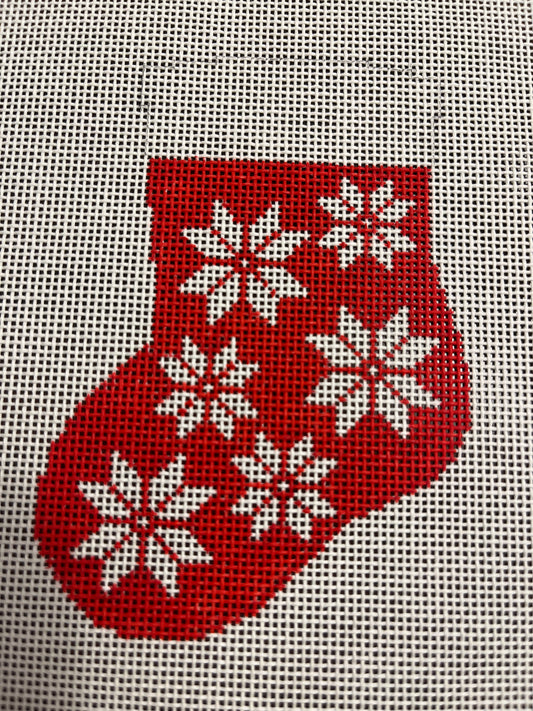 Snowflakes on Red Mini Sock