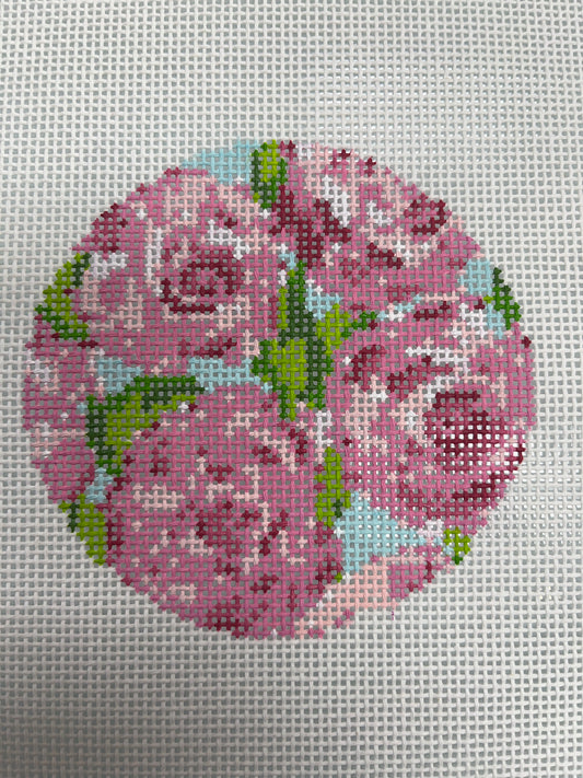 Roses on Teal Round