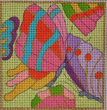 Colorful abstract design on a grid pattern