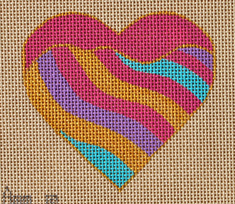 Colorful striped heart design on a textured background