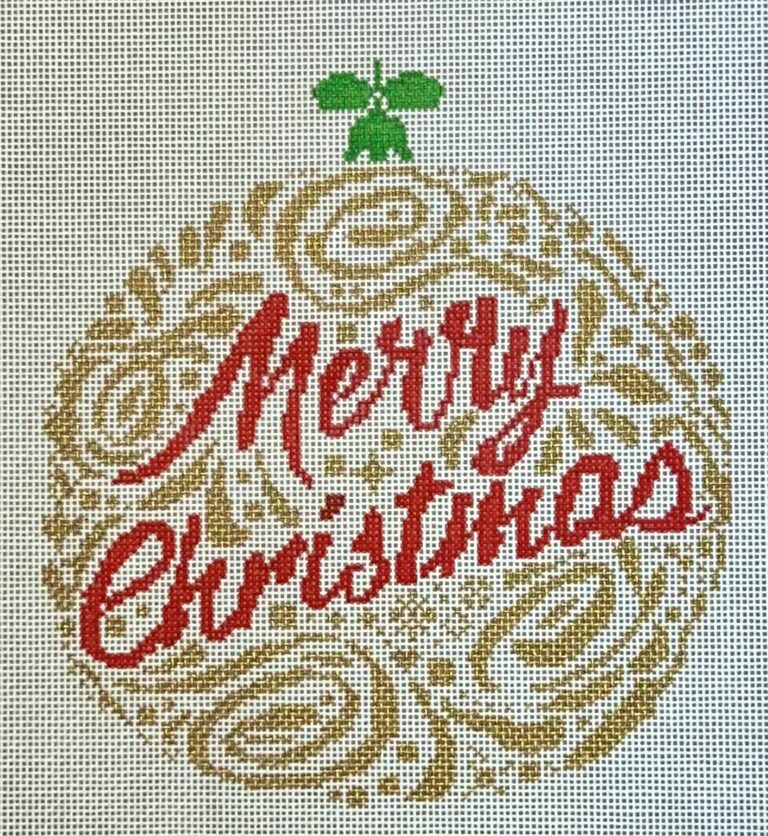 Decorative Christmas ornament with 'Merry Christmas' text on a white background