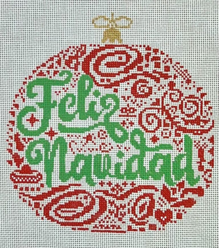 Decorative Christmas ornament with 'Feliz Navidad' text on a white background