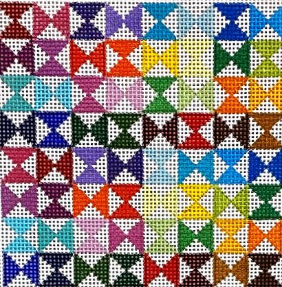Colorful pattern of geometric shapes on a white background