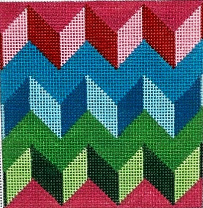 Colorful zigzag pattern on a fabric swatch