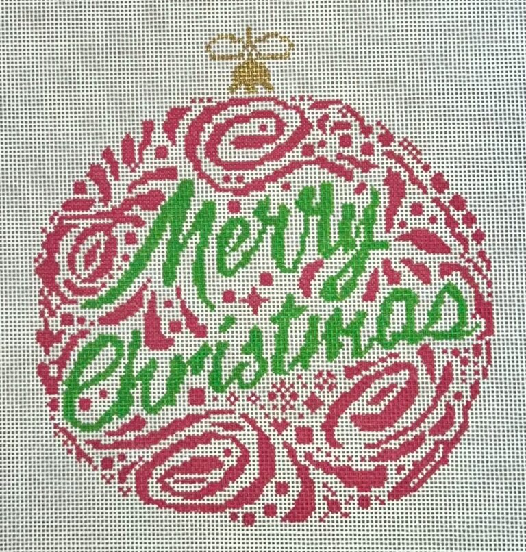 Decorative Christmas ornament with 'Merry Christmas' text on a white background