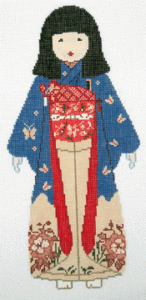 Japanese Kimono Needlepoint Doll