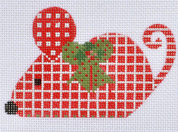 Decorative mouse with red checkered pattern on a white background
