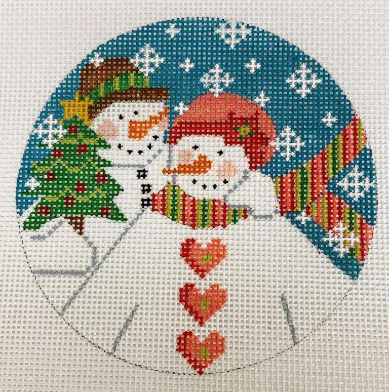 Two Snowmen with Snowflake Border
