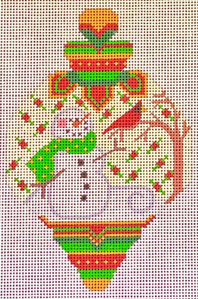 Snowman Winter colorful Ornament Needlepoint Canvas