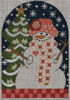 Snowman with Christmas Tree and Snowflakes