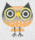 Cartoon owl with a colorful design on a white background