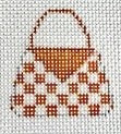 Cross-stitched pattern of a handbag with a checkered design