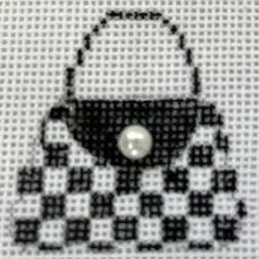 Black and white checkered pattern of a handbag