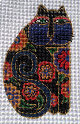 Laurel Burch:LB-14 (Black Floral Cat - stitchguide available)