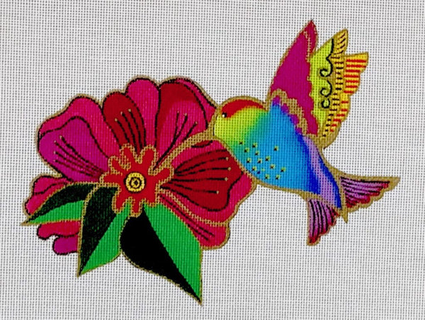Laurel Burch:LB-145 (Hummingbird with Flower - stitchguide available)