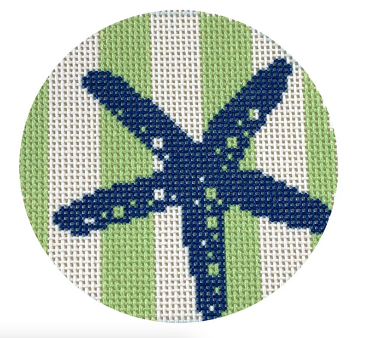 NTGts496 - Starfish Stencil on Lime Stripes Round