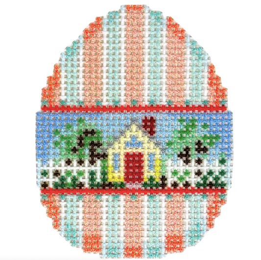 NTG TS666 - Cottage on Stripes Mini Egg