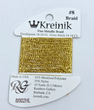 Kreinik #8 - Gold Hi Lustre - 8/002hl