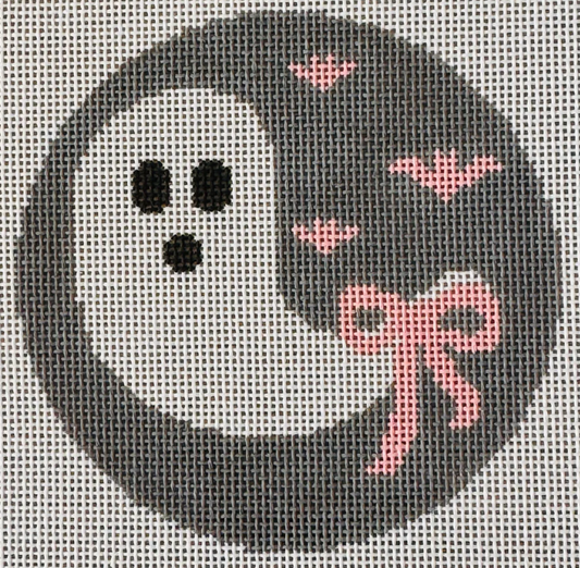 Ghost on Grey with Pink Bow