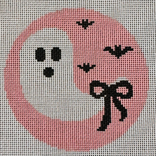 Ghost on Pink with Black Bow